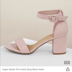 Shein blush pink suede block heel